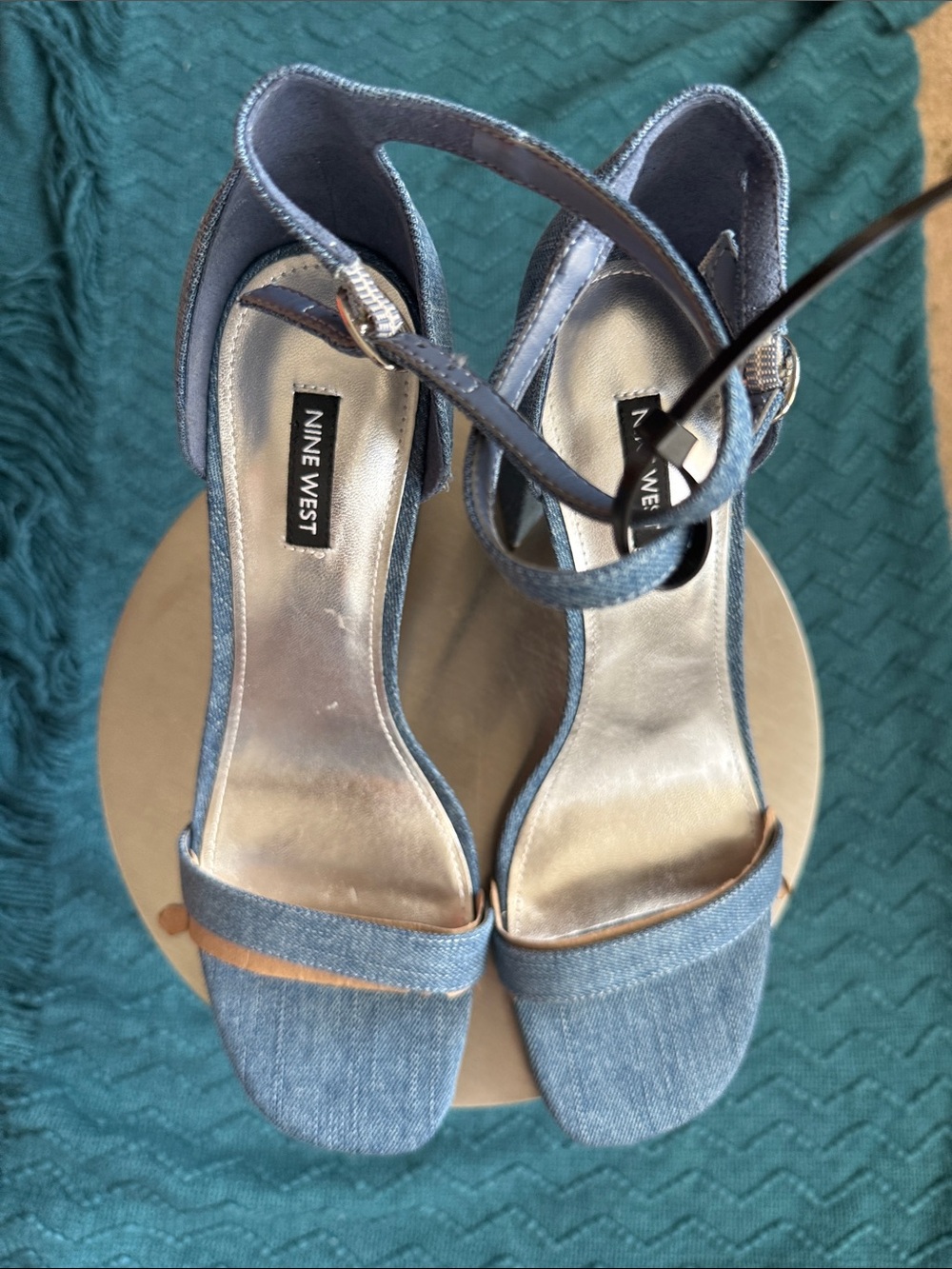 NWOT Nine West Denim Blue Ankle-Strap Heeled Sandals